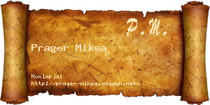 Prager Miksa névjegykártya